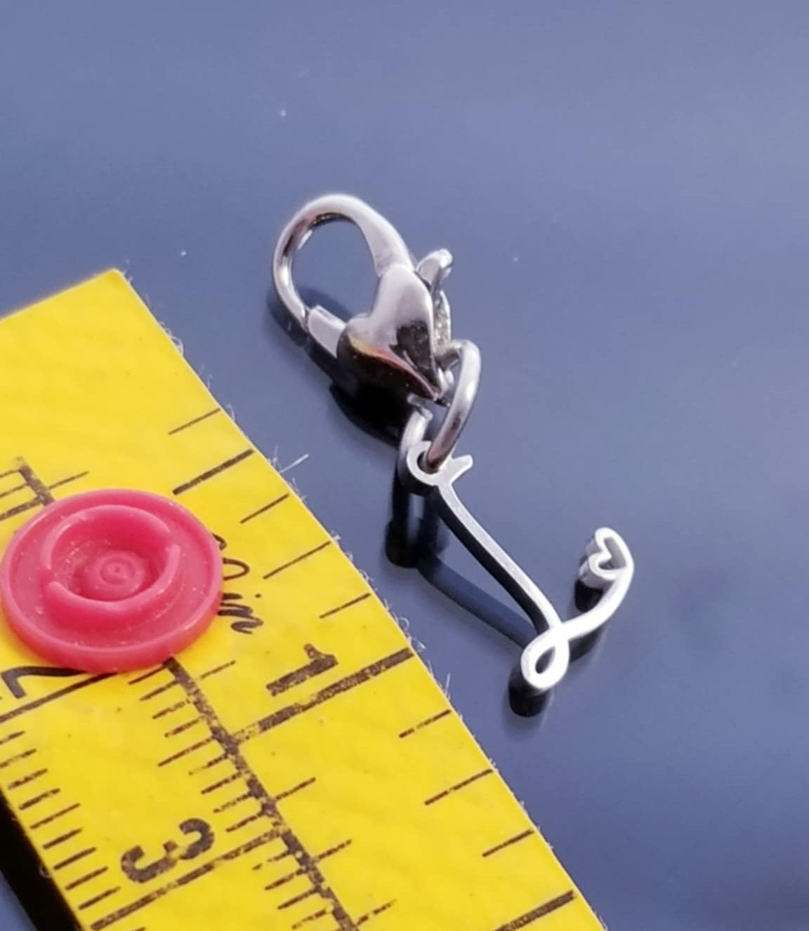 Initial L Charm Dangle /Letter L Charm /Heart Lobster Clasp /Dangle image 1