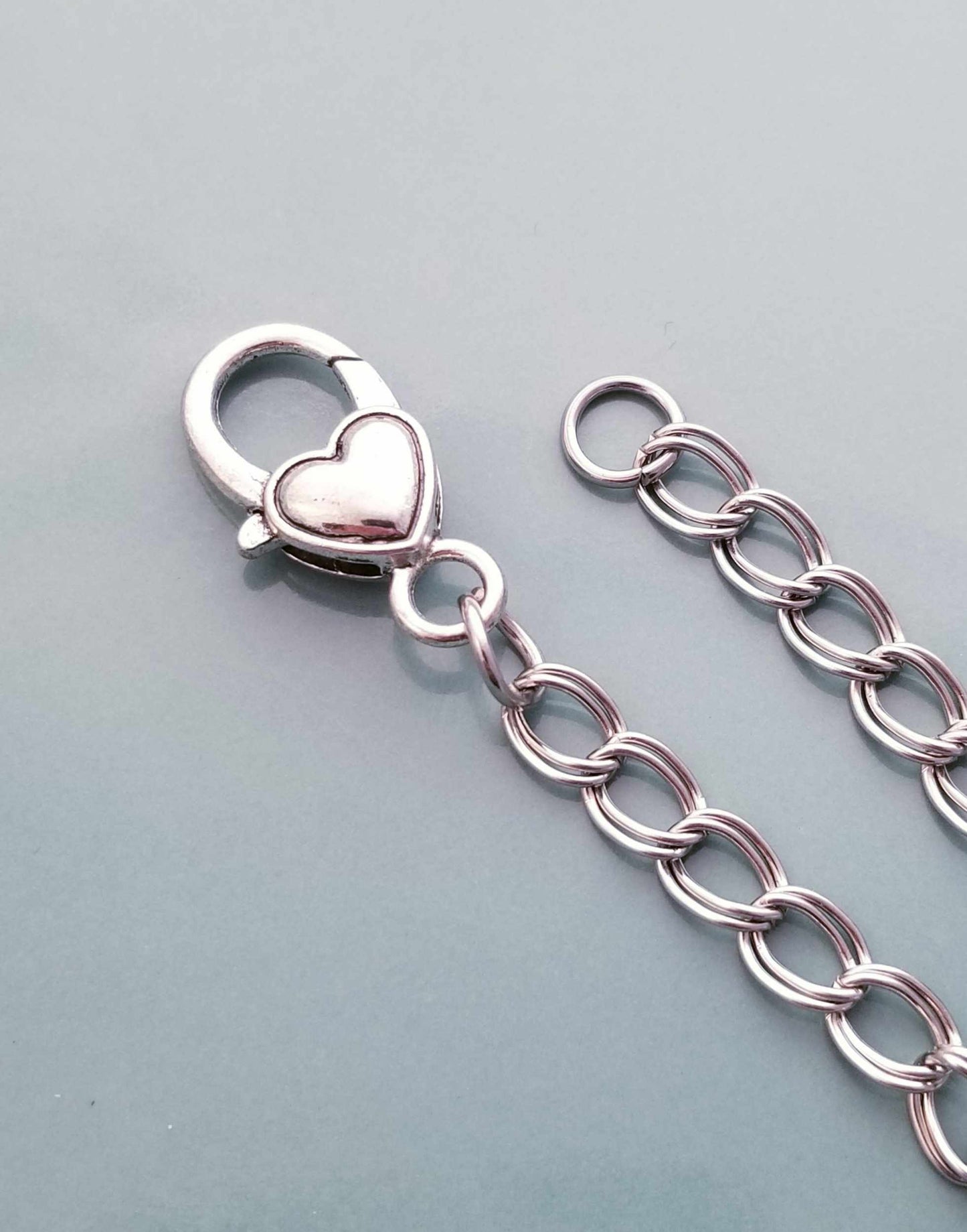 Size 7 /Heart Lobster Clasp /Double Link Bracelet / Starter Charm Brac