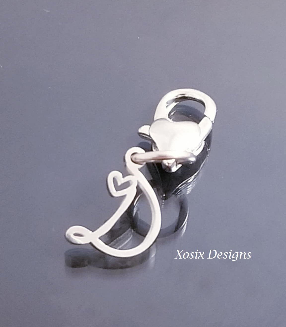 Initial D Charm Dangle /Letter D Charm /Heart Lobster Clasp /Dangle image 0