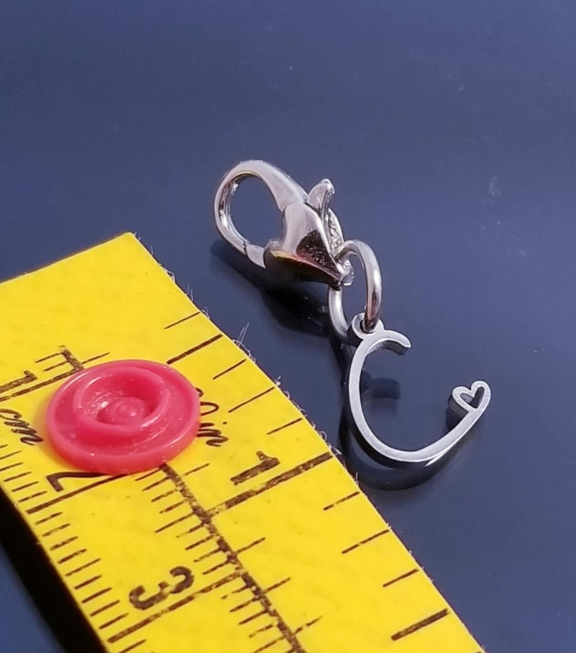 Initial C Charm Dangle /Letter C Charm /Heart Lobster Clasp /Dangle image 1