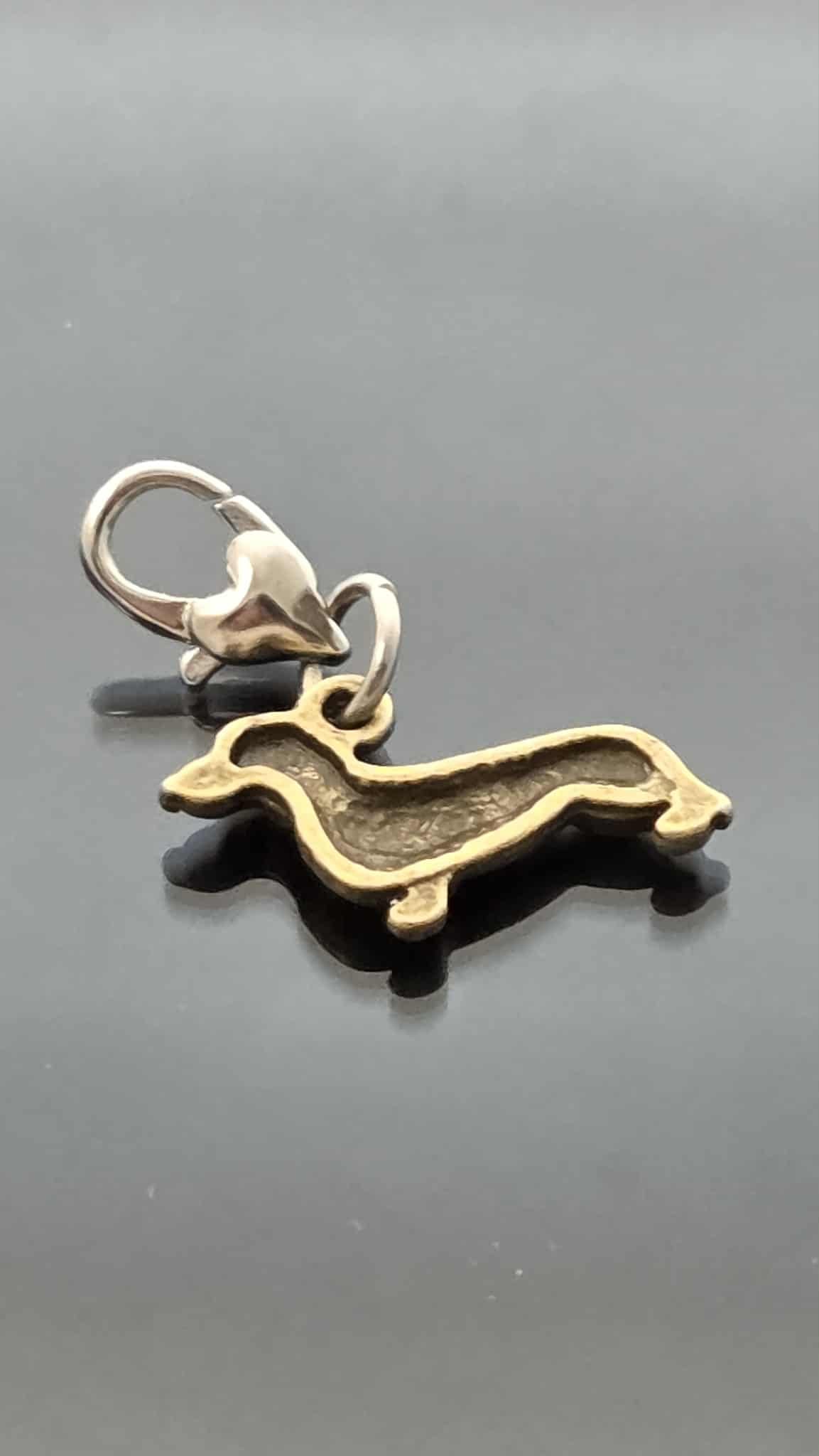 Dachshund on Heart Lobster Clasp Charm