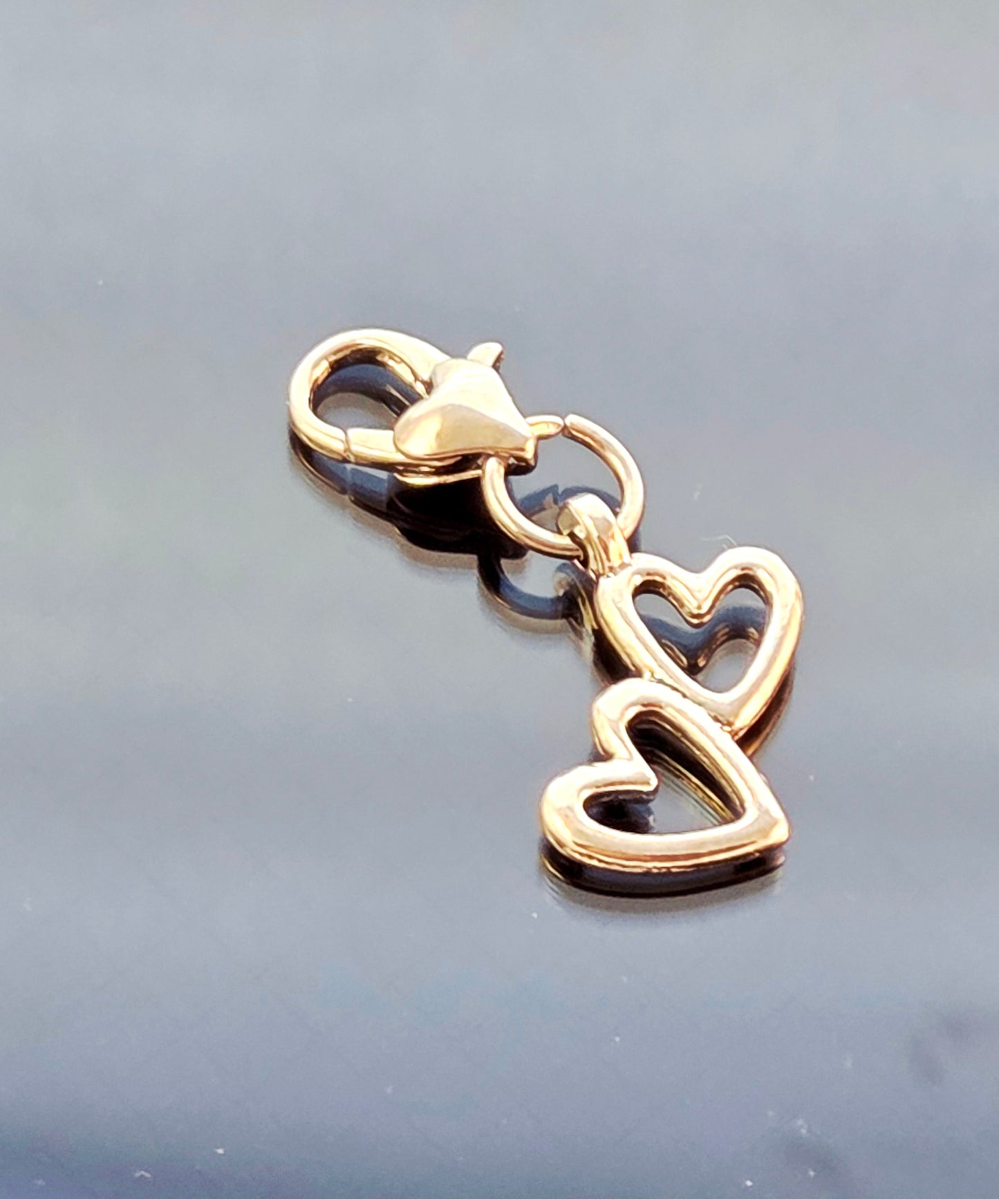 Double Heart Charm/ Heart Charm / Heart Lobster Clasp /Clip On