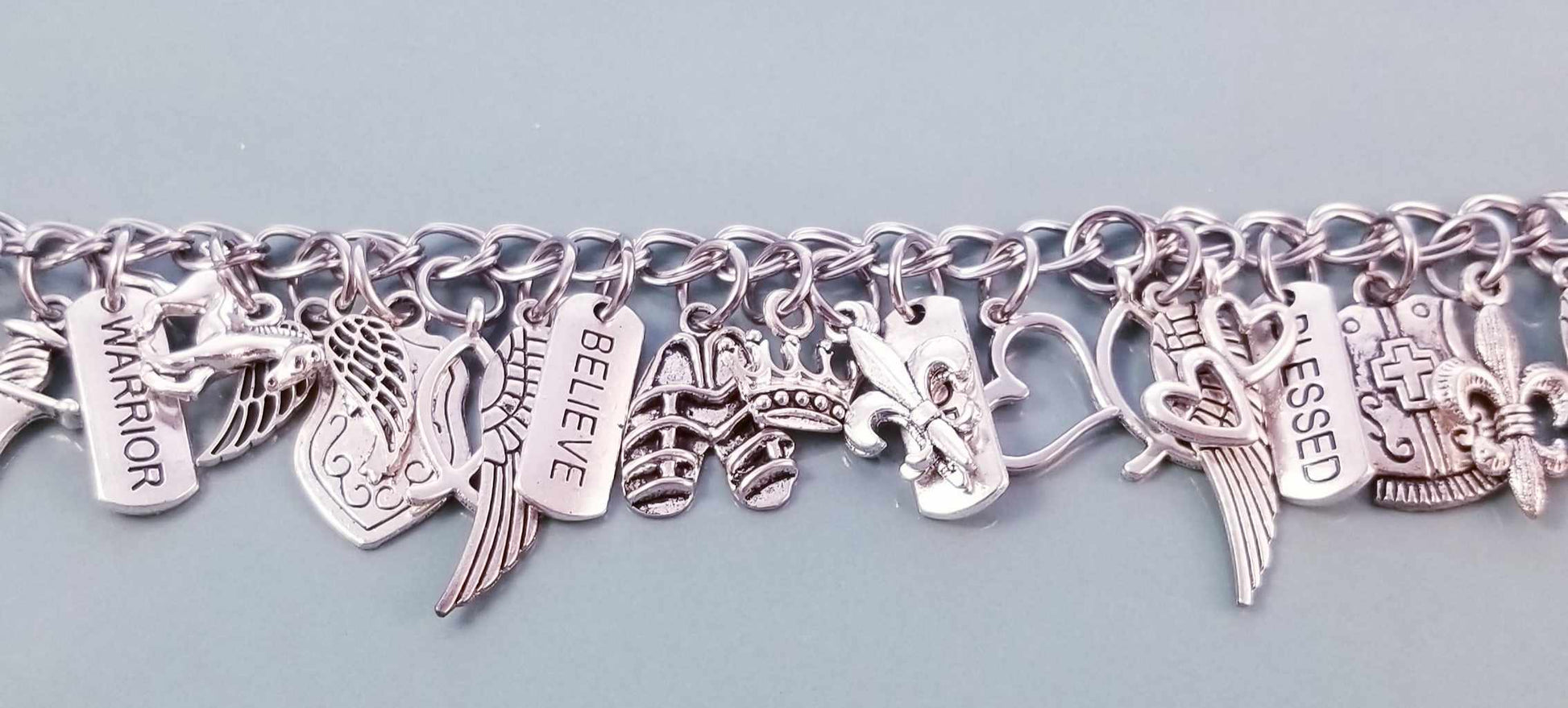 Size 7.5-8 / Armor of God Charm Bracelet /Heart Lobster Clasp /Love image 2