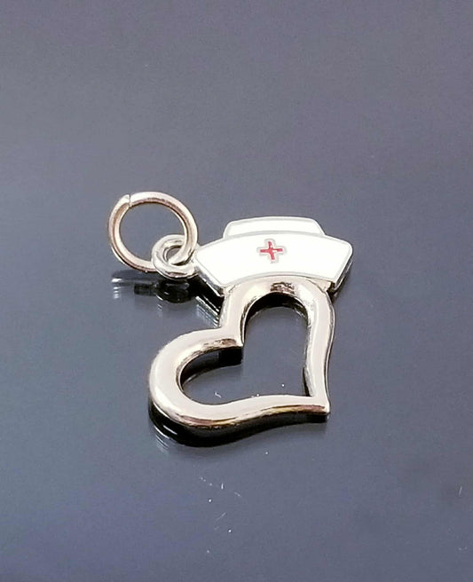 RN Nurse Charm with Cute Nurse Cap and Jump Ring