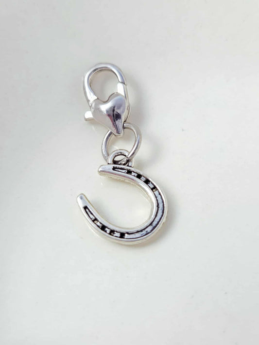 Lucky Horseshoe Charm/ Cowboy Charm / Heart Lobster Clasp /Clip On