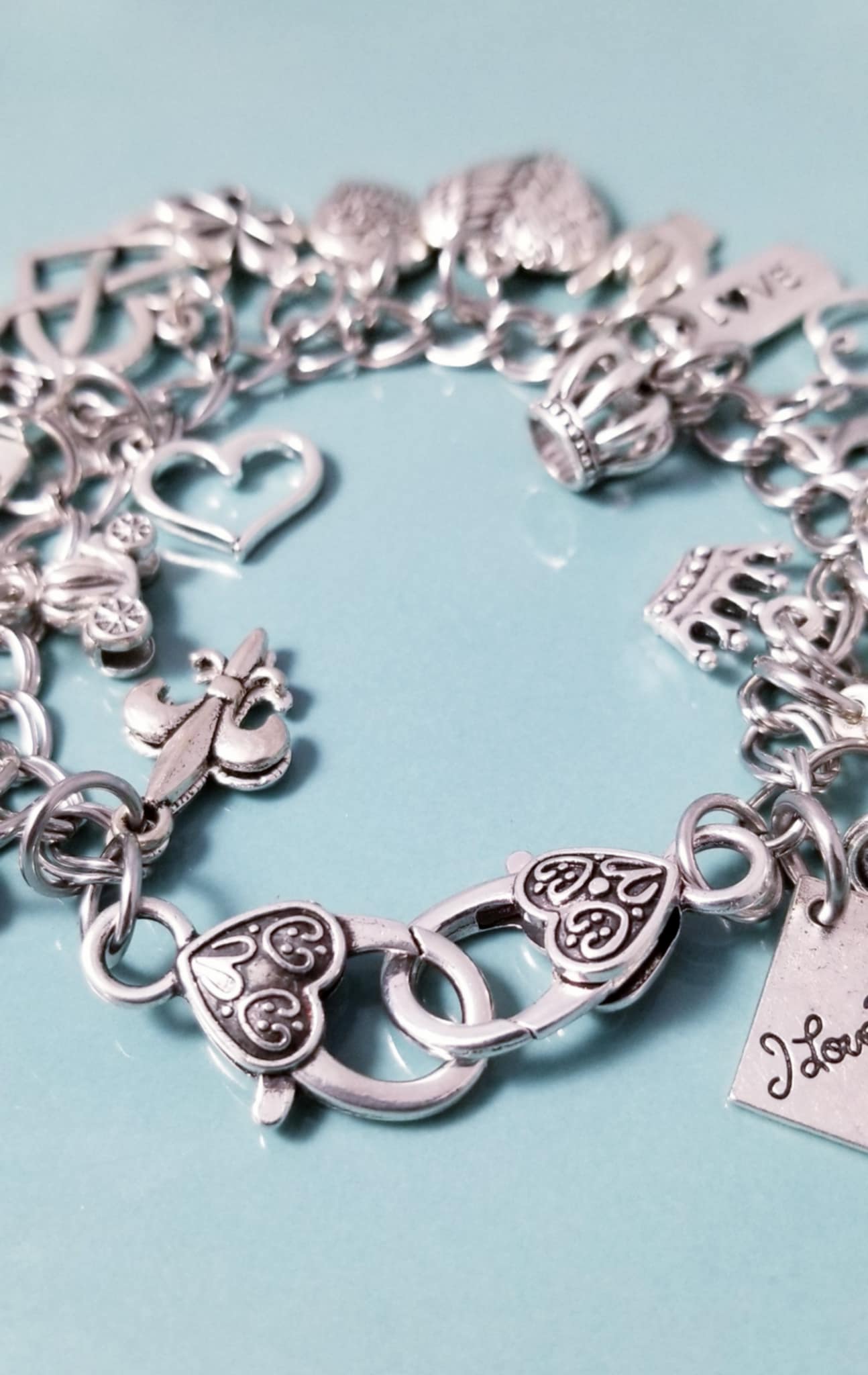 8.5 inch Chunky Charm Bracelet | Silver Bracelet Loaded with Whimsical Charms