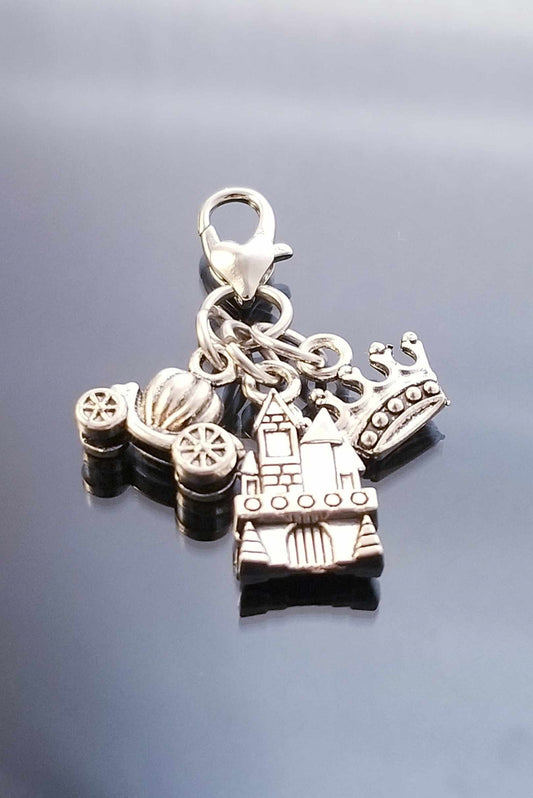 Disney-Inspired Princess Charm Set - Pumpkin Coach, Castle & Crown with Heart Lobster