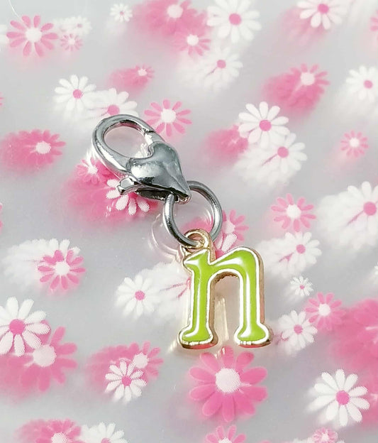 Letter N Charm - Heart Lobster Clip On