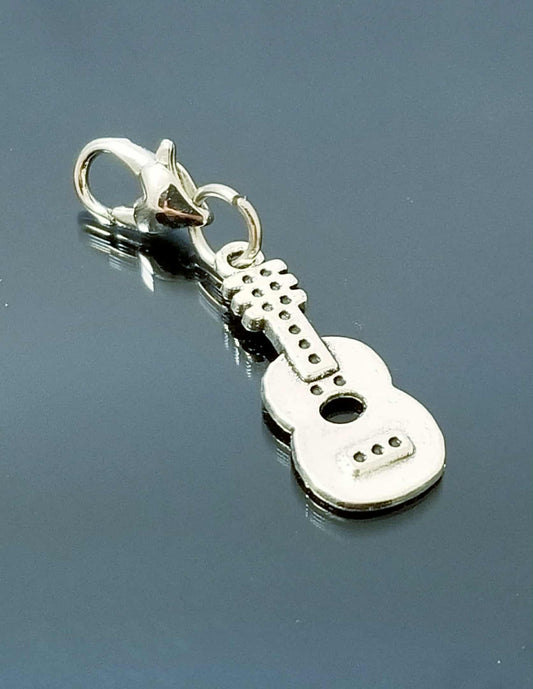Guitar Charm - Music Heart Lobster Clasp Clip-On for Bracelets & Accessories