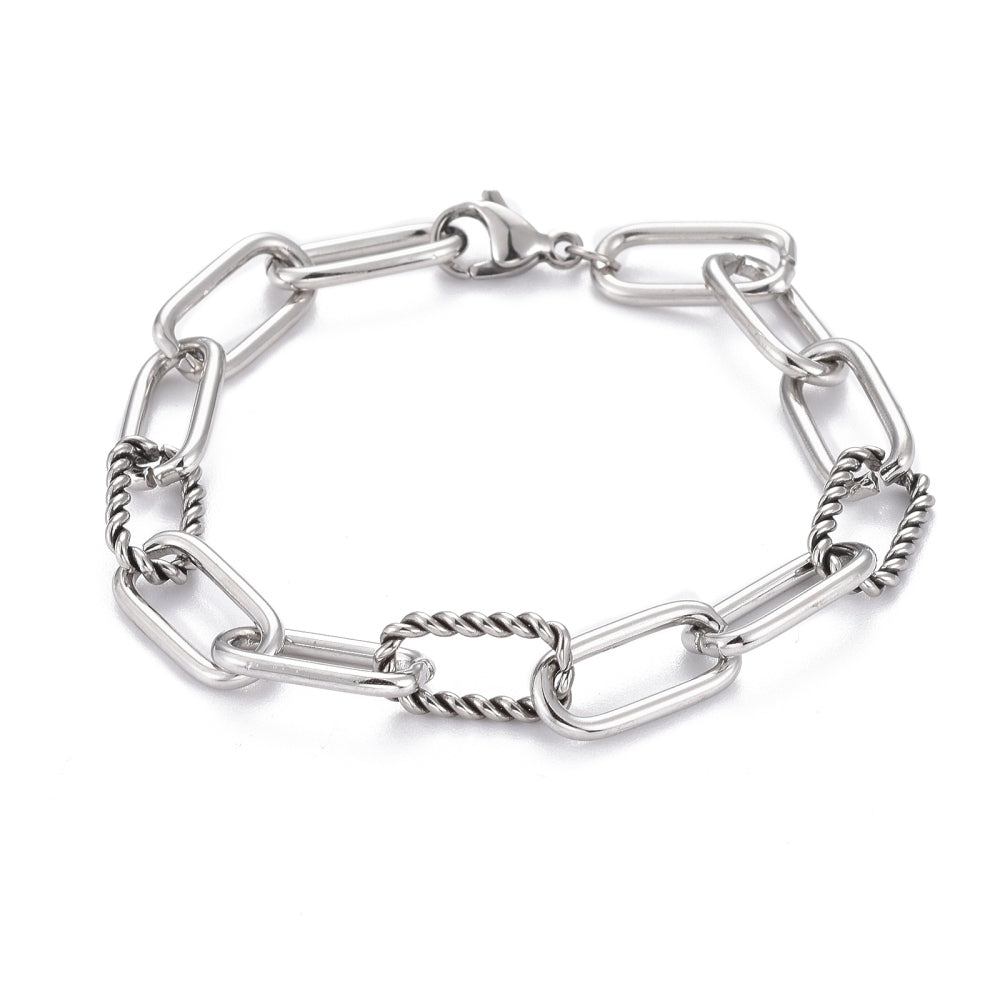 Paperclip Bracelet /Twisted Rope /Starter Charm Bracelet /Heart Lobster Clasp / image 0