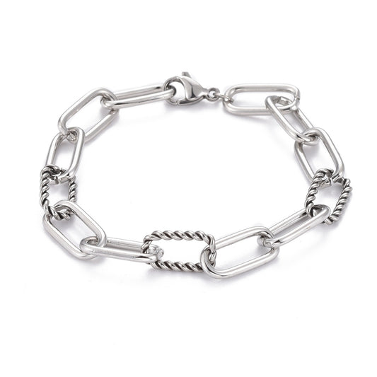 Paperclip Bracelet /Twisted Rope /Starter Charm Bracelet /Heart Lobster Clasp / image 0