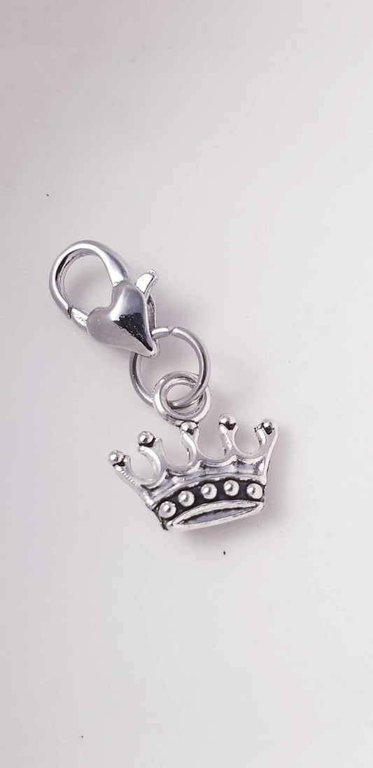 Crown Queen Charm /Princess Charm/ Heart Lobster Clasp /Clip On