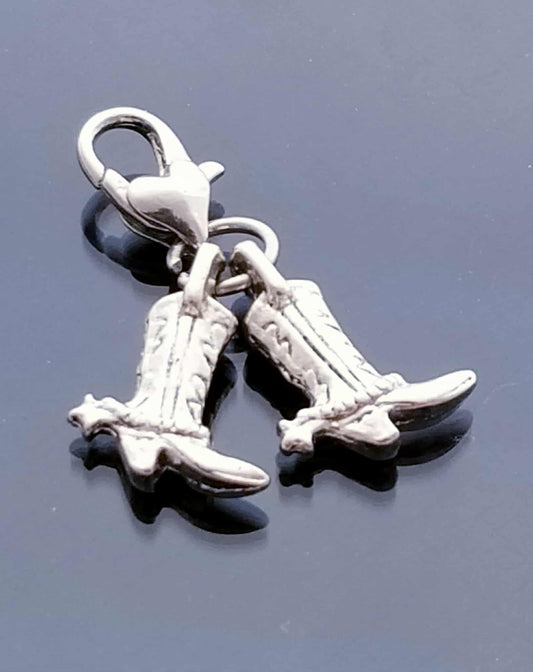 Cowgirl Boots Charm - Western Boot Clip On Charm for Bracelet Necklace - Country Western Jewelry Gift
