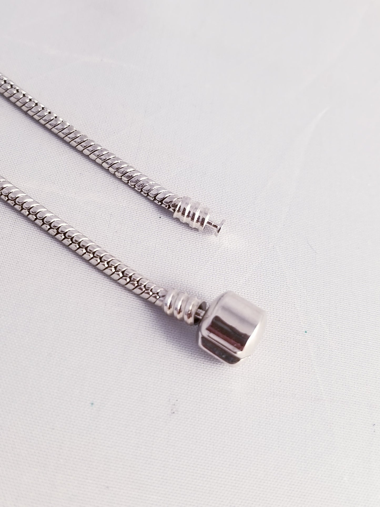 50cm Silver Snake Chain Necklace for European Charms - 3mm Barrel Clasp Pandora Style