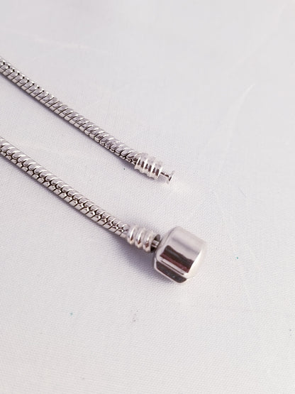 50cm Silver Snake Chain Necklace for European Charms - 3mm Barrel Clasp Pandora Style