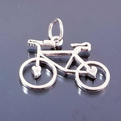 Bicycle Charm with Hearts on Wheels - Jump Ring