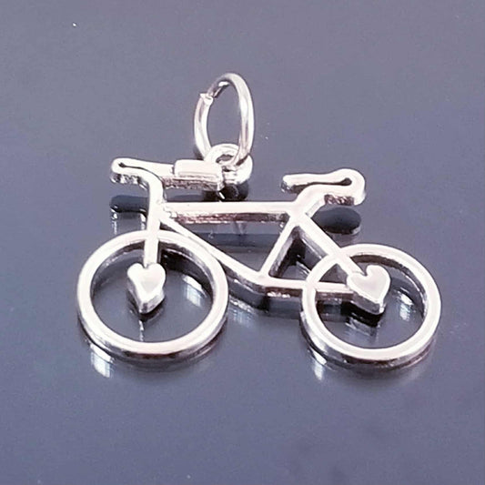 Bicycle Charm with Hearts on Wheels - Jump Ring