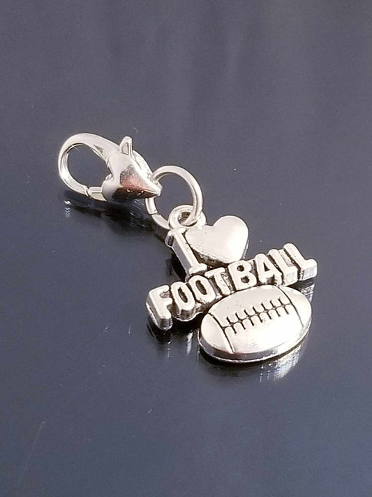 Football charms / sports charms /Heart Lobster Clasp /Clip On Charms image 0