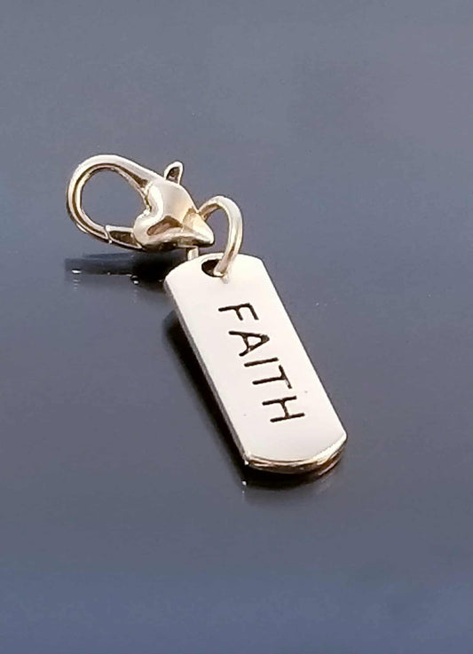 Faith Charm with Heart Lobster Clasp - Inspirational Christian Charms