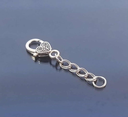 Make Your Bracelet Longer /Extend for Necklace/ Heart Lobster Clasp /Double Link Extender /Silver Planner Charm/ Clip On Charm /Purse Charm
