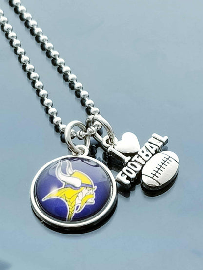 Minnesota Vikings Football Skol Silver Charm Necklace Ball Chain 23.6 In