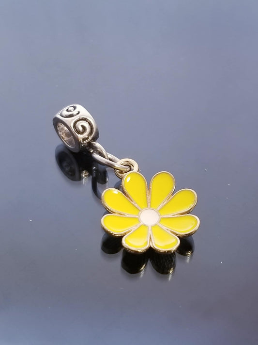 Yellow Daisy Flower Charm/European Charms/ Dangle Charms image 0