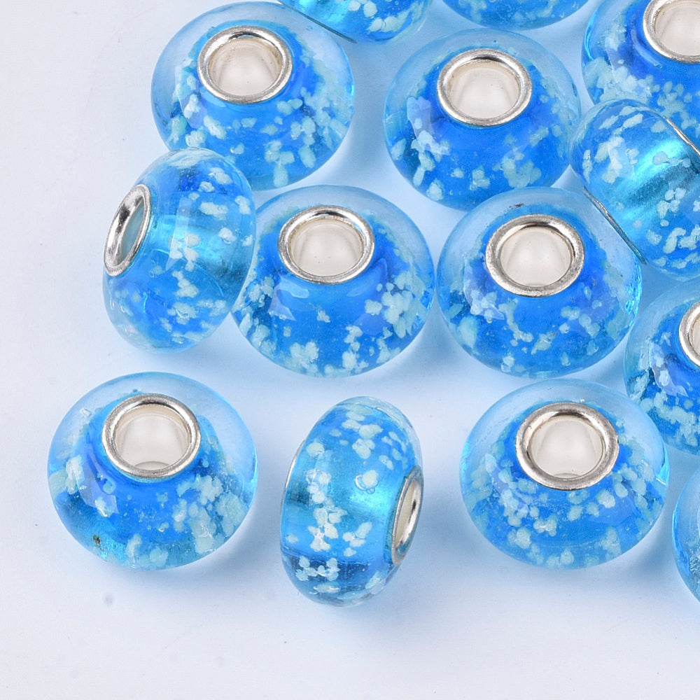 1 Bead/ Glow in the Dark /Blue Murano Glass Charm /Green Murano Glass image 2