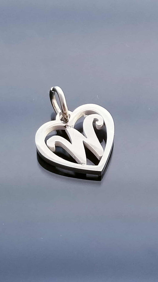 Letter W Charm /Heart Charm /For Bracelet Bangle Necklace image 0