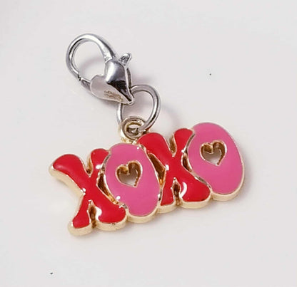 Red XOXO Charm with Hearts - Heart Lobster Clasp Multi-Use Clip