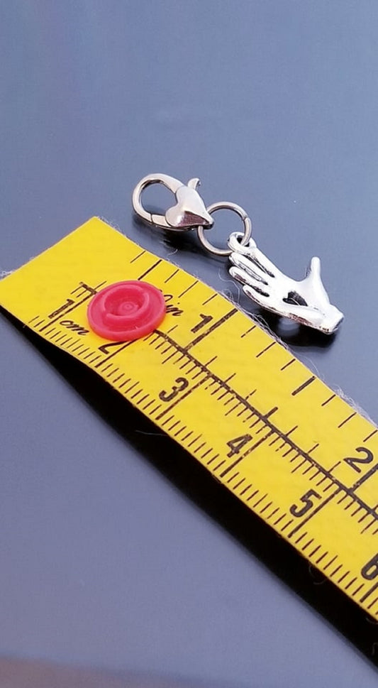 ASL Charm/ Hand Charm /Heart Lobster Clasp /Clip On Charm /European Be image 0