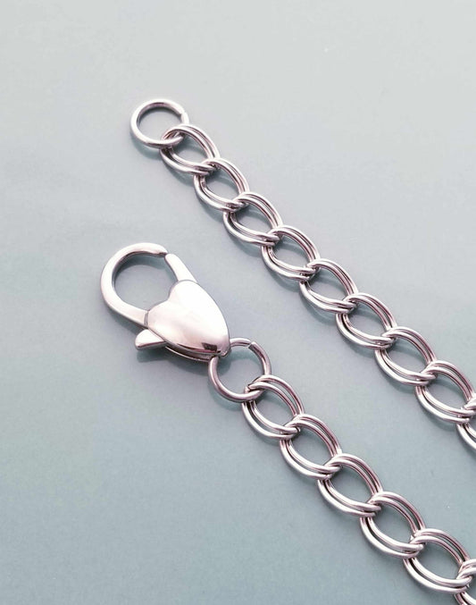 Size 6 /Heart Lobster Clasp /Double Link Bracelet / Starter Charm Bracelet