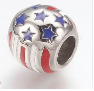 4th of July Charm /Patriotic Bead /European Bead /Fit Bracelet Bangle Necklace image 0