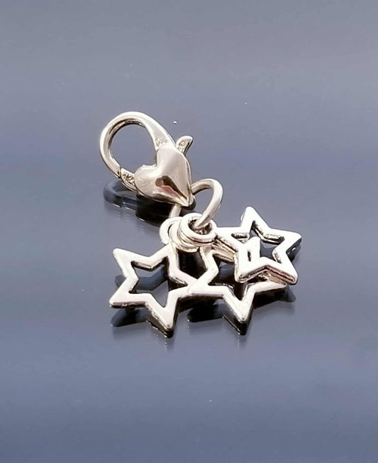 Stars on Heart Lobster Clasp Charm