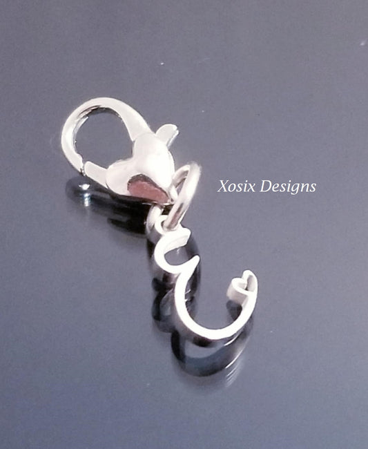 Initial E Charm Dangle /Letter E Charm /Heart Lobster Clasp /Dangle image 0