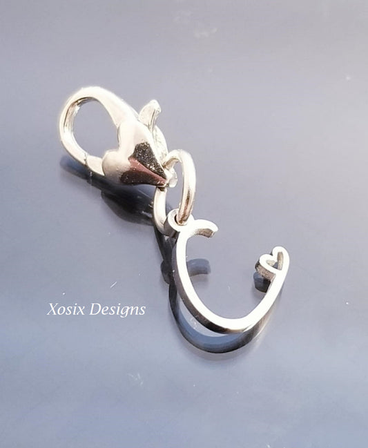 Initial C Charm Dangle /Letter C Charm /Heart Lobster Clasp /Dangle image 0