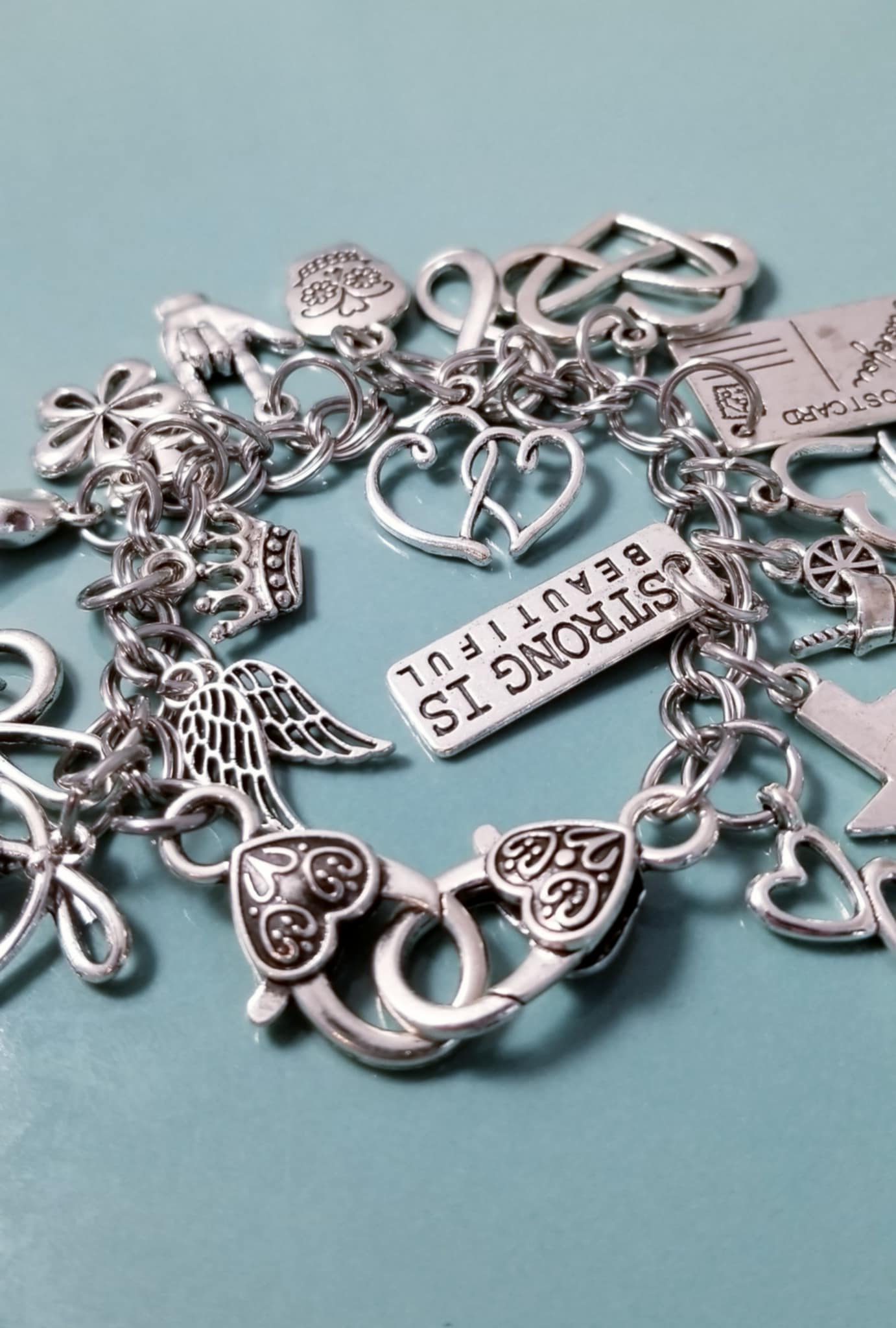 Chunky Charm Bracelet -Silver Charm Bracelet | 7" Loaded with Whimsical Charms