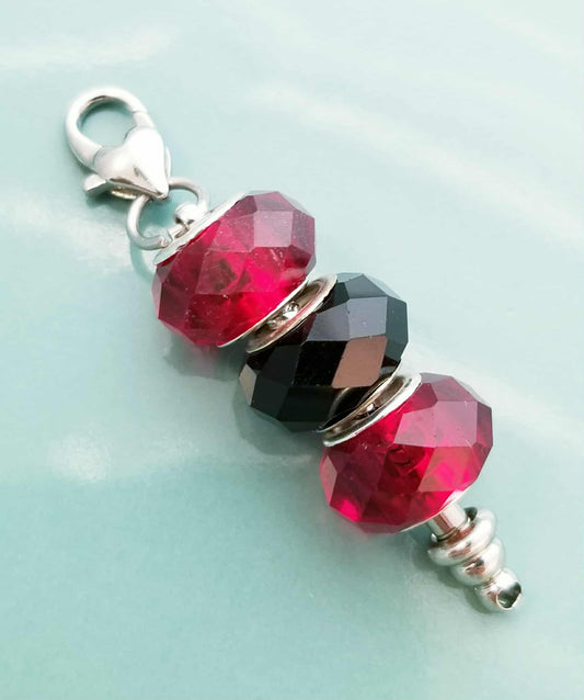 Red and Black Charm with Heart Lobster Clasp - Texas Tech University School Colors