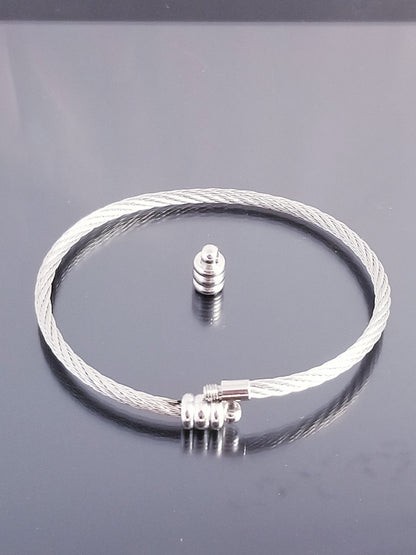 Blue Stretch Bracelets Set - Hearts & Fleur de Lis with Removeable End Bangle