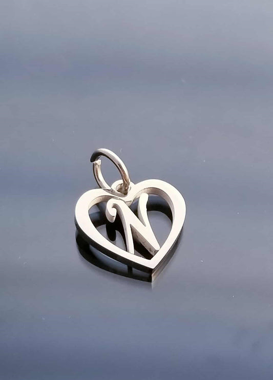 Letter N Charm /Heart Charm /For Bracelet Bangle Necklace image 0