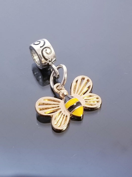Yellow Honey Bee Charm/ European Charms/ Dangle Charms image 0