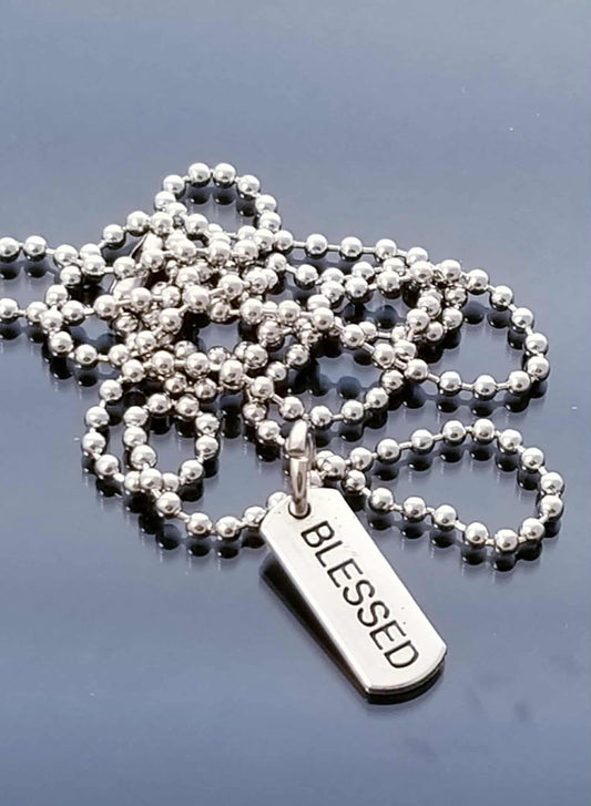 Blessed Charm Ball Chain Necklace Christian Faith Jewelry - 23.6 Inch