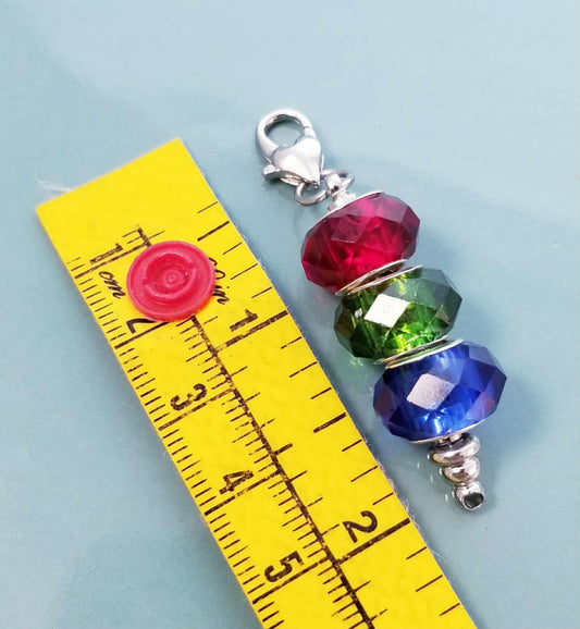 Christmas Charm Red Green Blue with Heart Lobster Clasp - Holiday Festive Colors