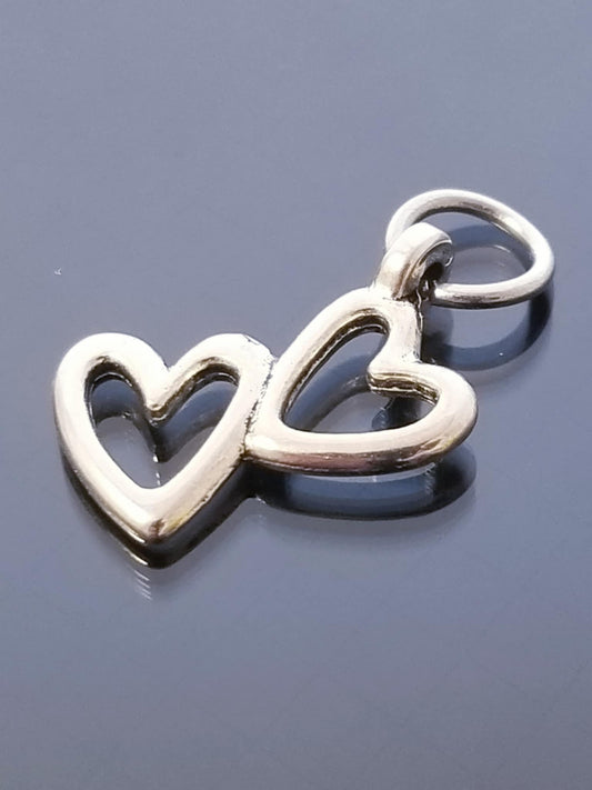 Double Heart Link Charm/ Heart Charm/ /For Bracelet Bangle Necklace image 0