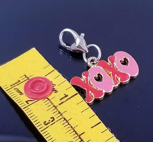 Red XOXO Charm with Hearts - Heart Lobster Clasp Multi-Use Clip