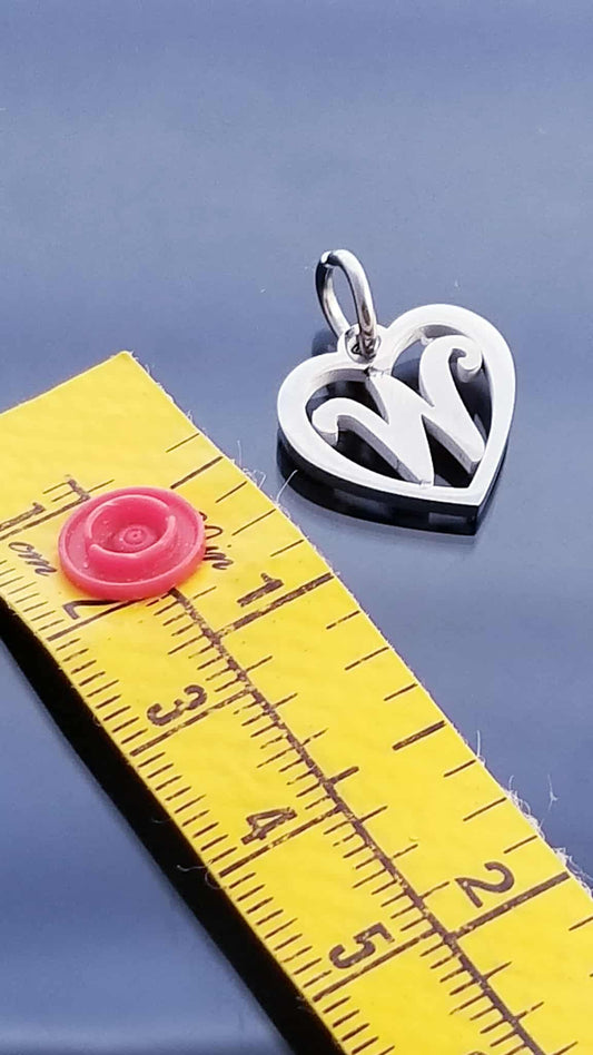 Letter W Charm /Heart Charm /For Bracelet Bangle Necklace image 1