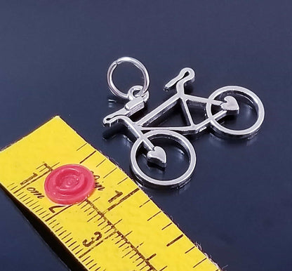 Bicycle Charm with Hearts on Wheels - Jump Ring