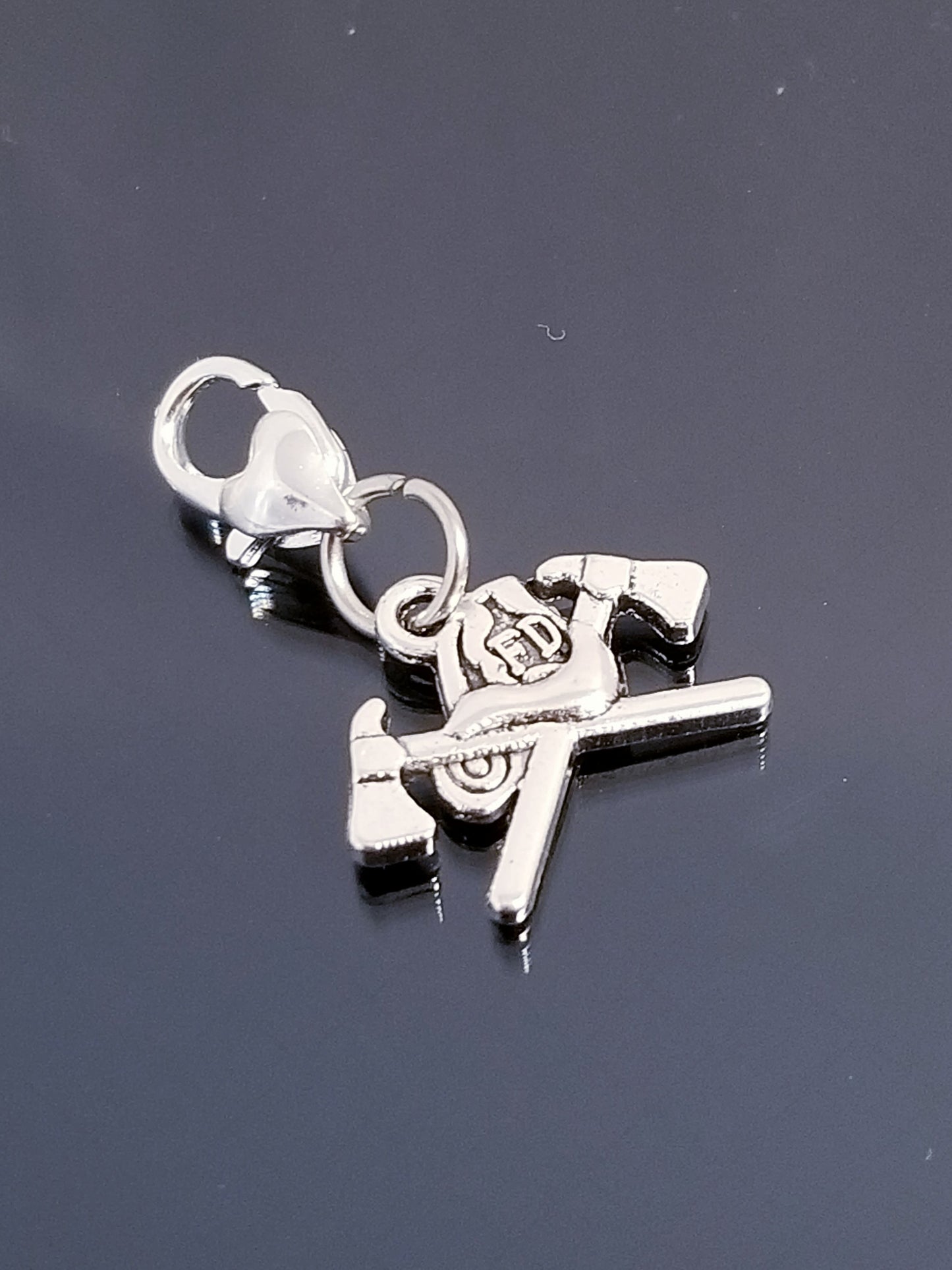 AX Fire Dept Charms /Fireman charms /Heart Lobster Clasp /Clip On Charms image 0
