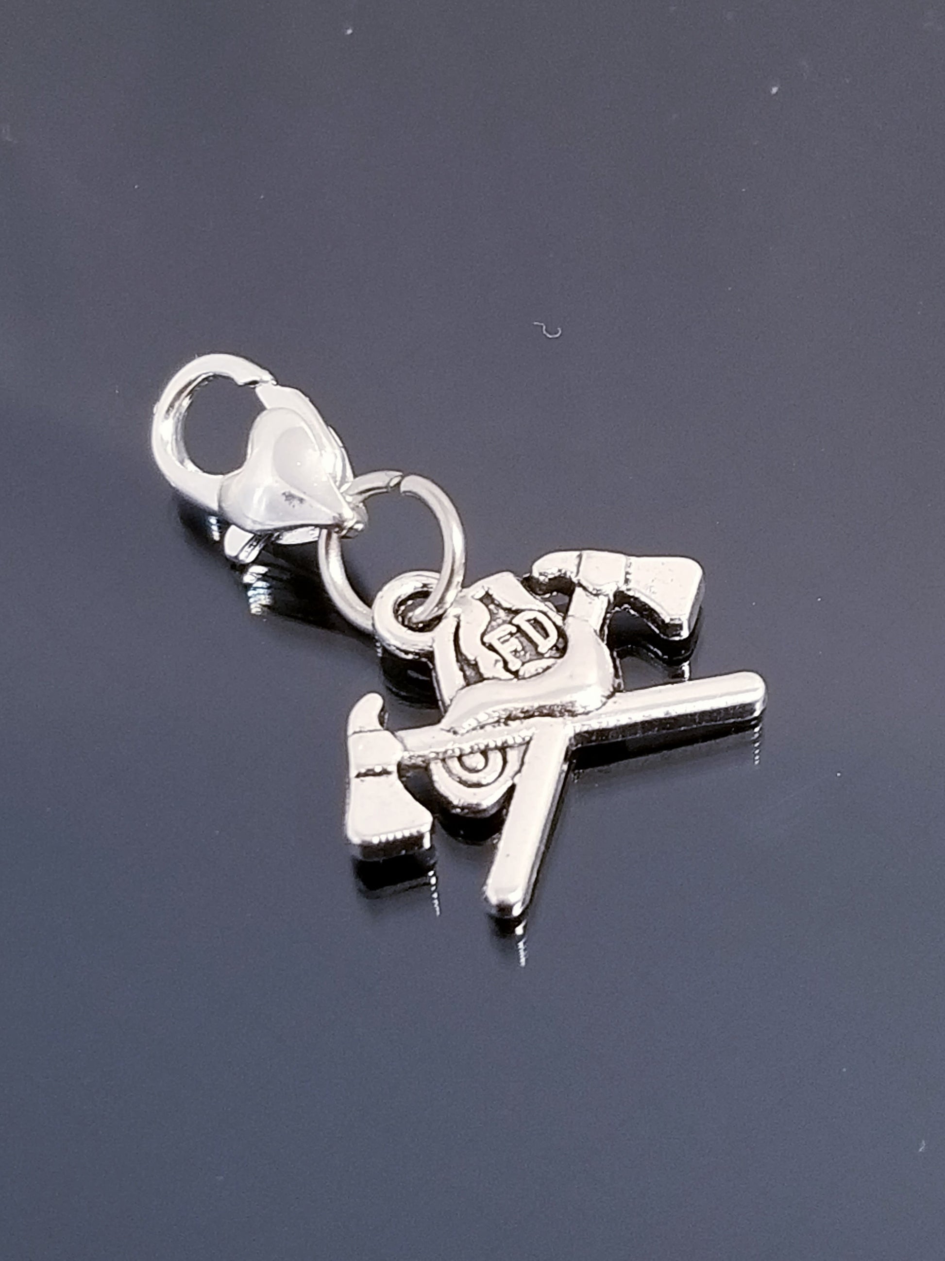 AX Fire Dept Charms /Fireman charms /Heart Lobster Clasp /Clip On Charms image 0