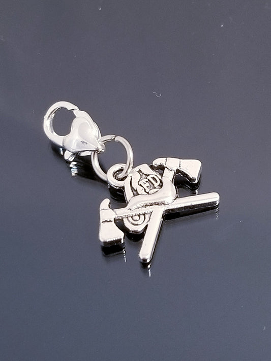 AX Fire Dept Charms /Fireman charms /Heart Lobster Clasp /Clip On Charms image 0