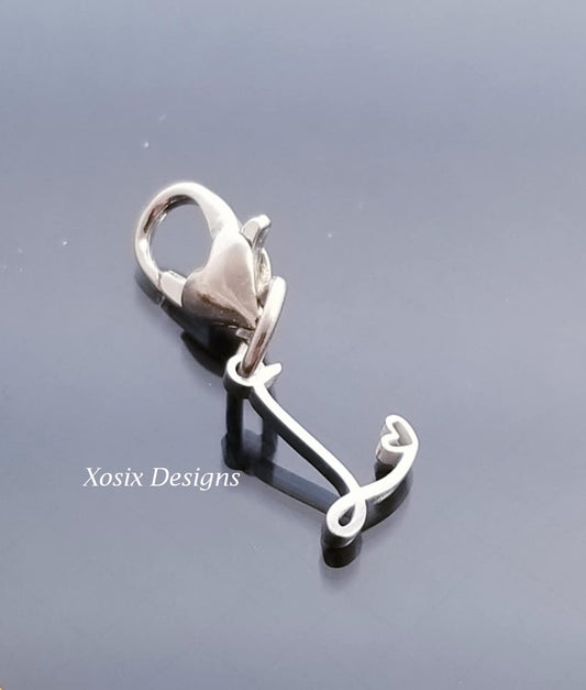 Initial L Charm Dangle /Letter L Charm /Heart Lobster Clasp /Dangle image 0